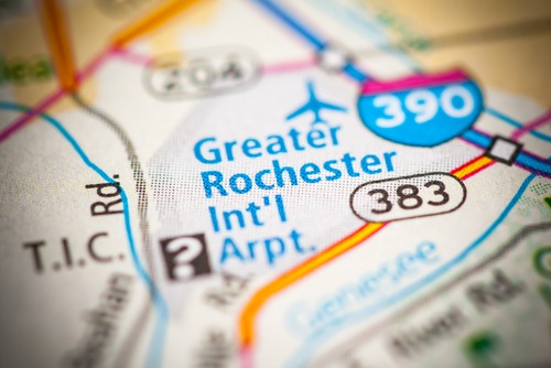 Map showing the rochester greater international airport