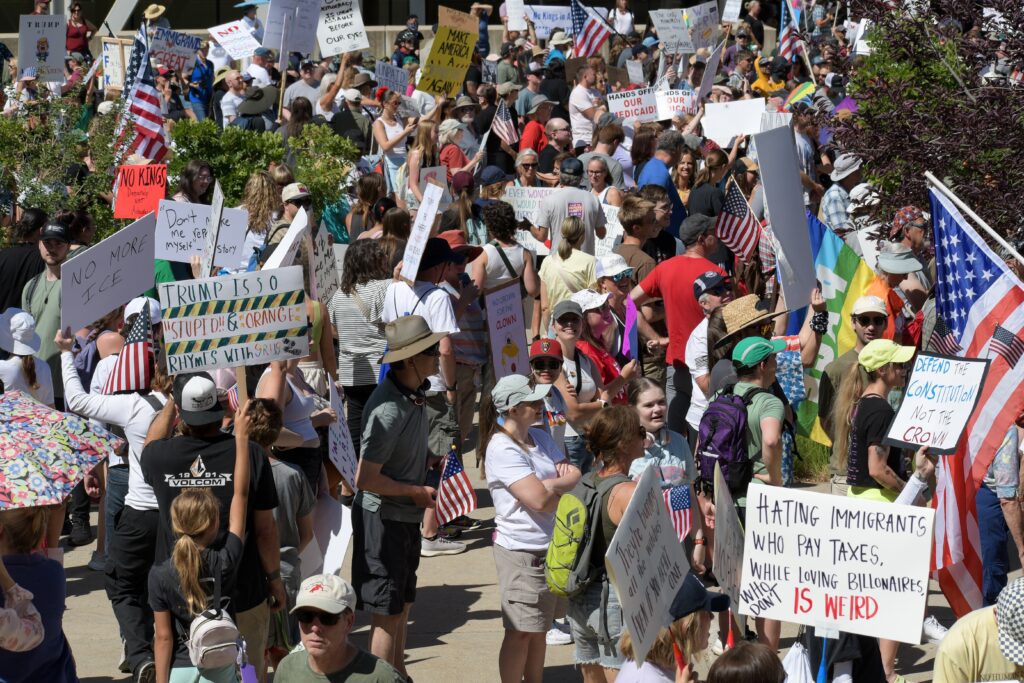 Large crowd of "No Kings" protesters in Salt Lake City, Utah on June 14, 2025
